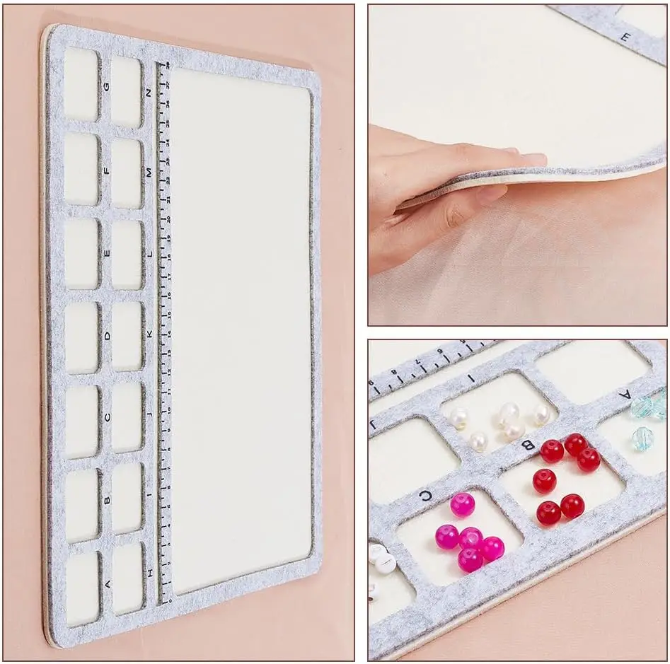 Craft Supplies Jewelry Making Supplies Square Felt Bead Design Boards Medium Felt Beading Mat with Centimeter Alphabetic Scale Beads Tray Bead Pads for Art Crafts
