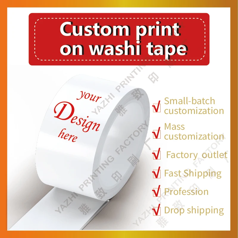 Custom Print Washi Tape Small-Batch Or Mass Customization Waterproof Masking Tape for Scrapbooking Paper Material