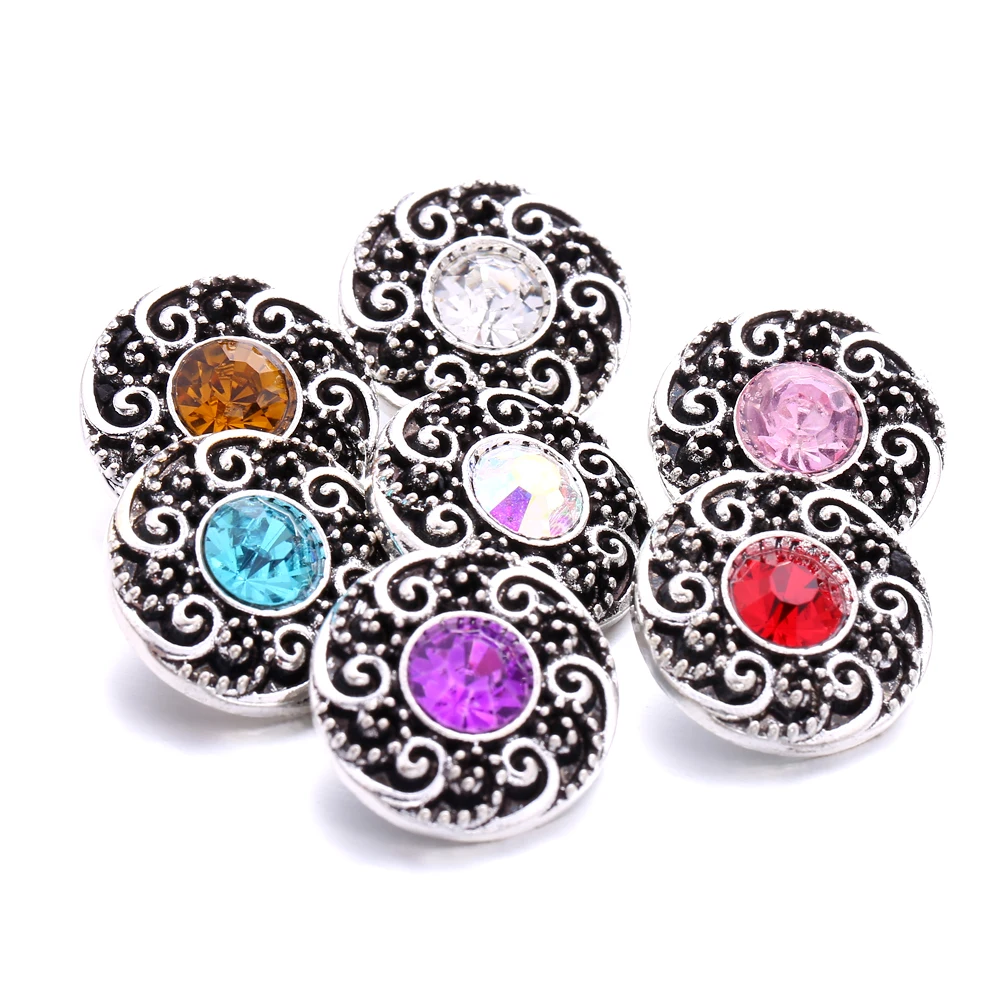 30pcs Mixed Styles 18mm Snap Buttons DIY Charm Fit  Metal Leather Snap Button Bracelet Necklaces Jewelry
