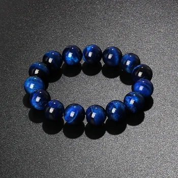 Lightning Royal Blue Tiger Eye Bracelets Men 6-12mm Natural Energy Stone Beads Reiki Healing Bracelets for Women Jewelry Pulsera