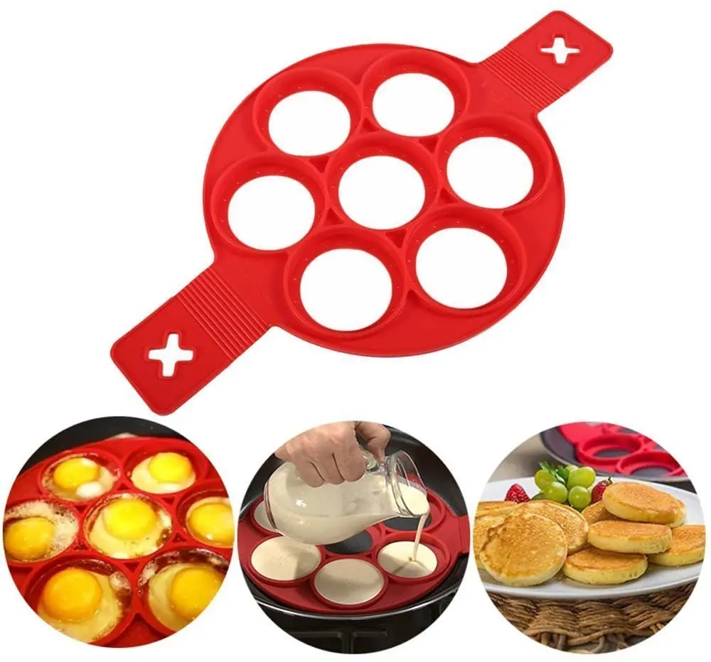 

Egg Pancake Making Mold Nonstick Silicone Fried Egg Mold Reusable 7 Cavity Round Egg Cooker Fried Egg Shaper Mould
