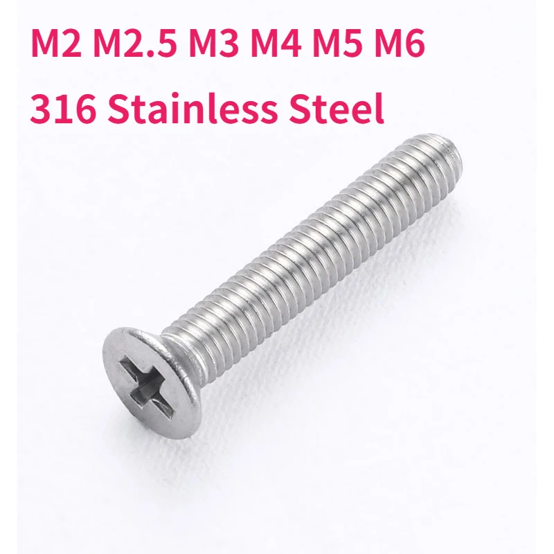 

M2 M2.5 M3 M4 M5 M6 316 Stainless Steel Phillips Countersunk Flat Head Screws
