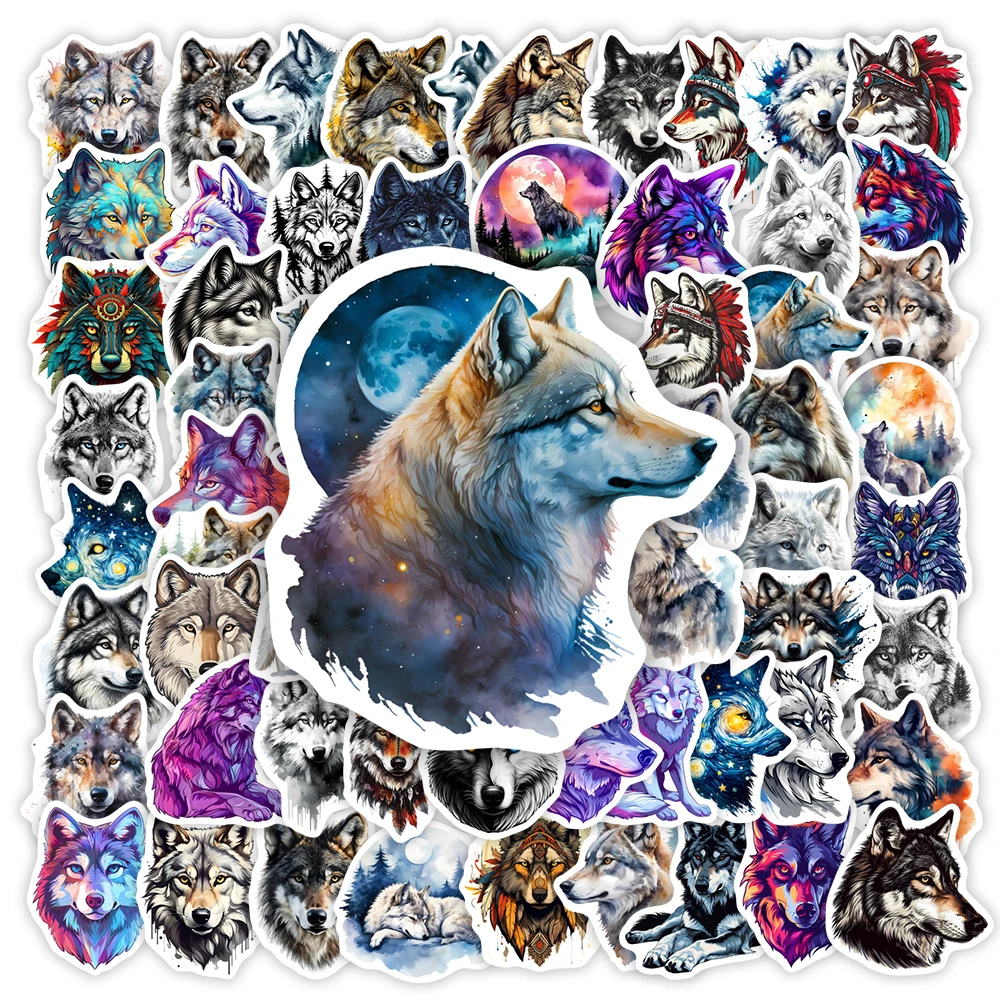 Cool Wolf Art Stickers Kids Aesthetic DIY Gift Toy Waterproof Decal for Scrapbook Junk Journals Laptop Luggage Bottle Decorative Decorative Stickers Adhesive Stickers Animal Stickers