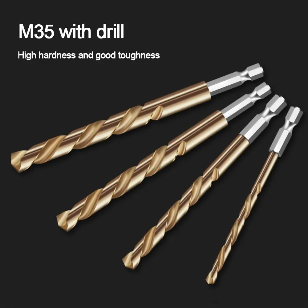 

HSS High Speed Steel 1/4 Hex Shank Twist Drill Bit Titanium-plated Special Stainless Steel Metal Iron Straight Handle Drill