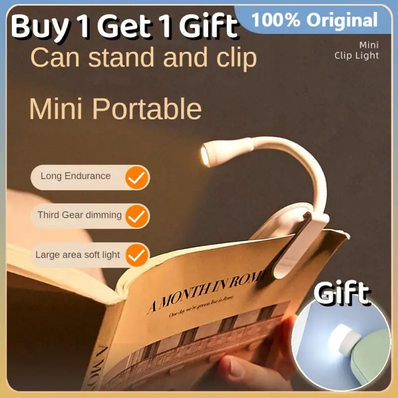 

Mini LED Eye Protection Book Night Light Adjustable Clip 360° Flip Study Lamp Rechargeable 3 Color For Travel Bedroom Reading