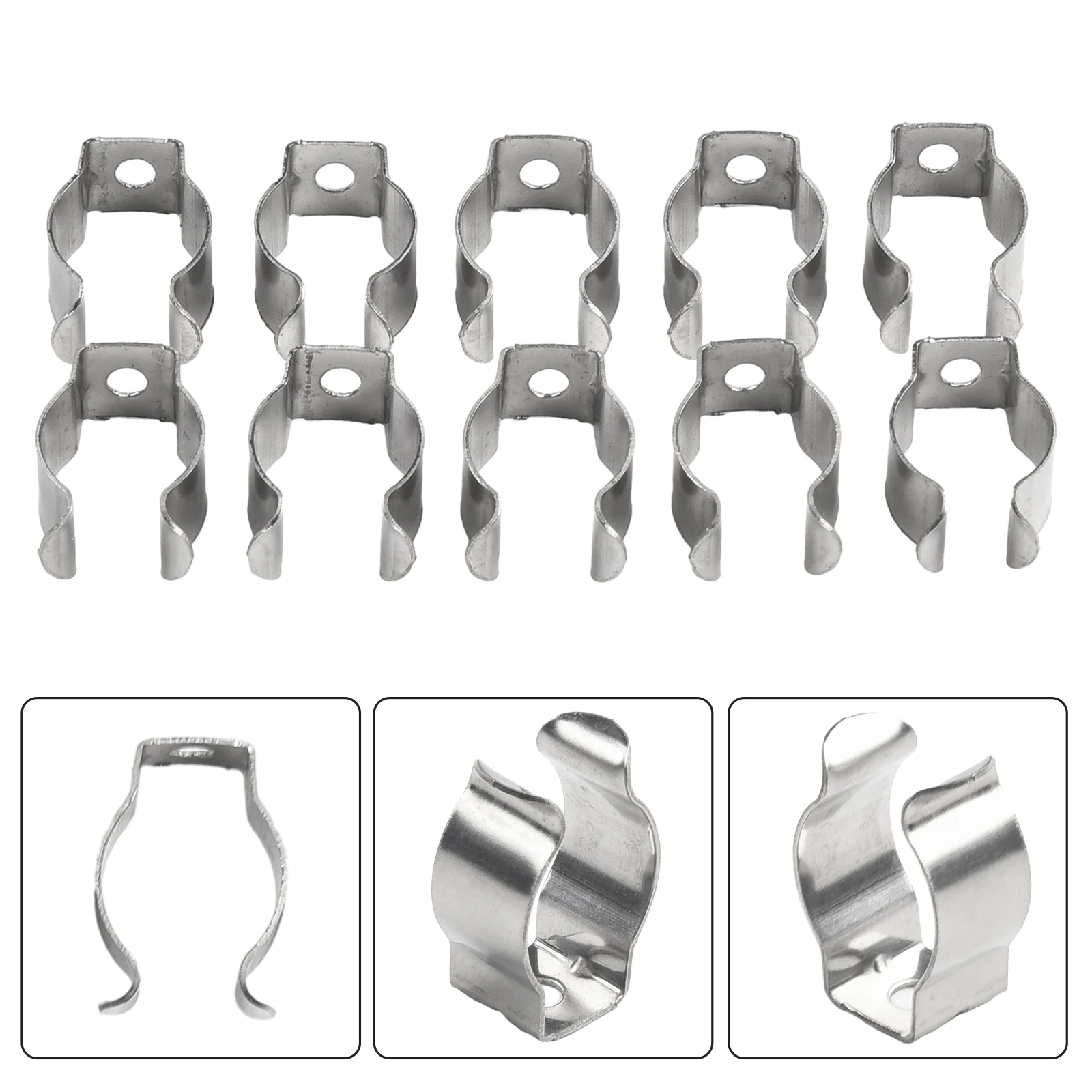 10pcs Spring Terry Clips Stainless Steel Narrow Base Tools 6mm-28mm Heavy Duty Tools Storage Hangers For Garages Sheds Hardwares