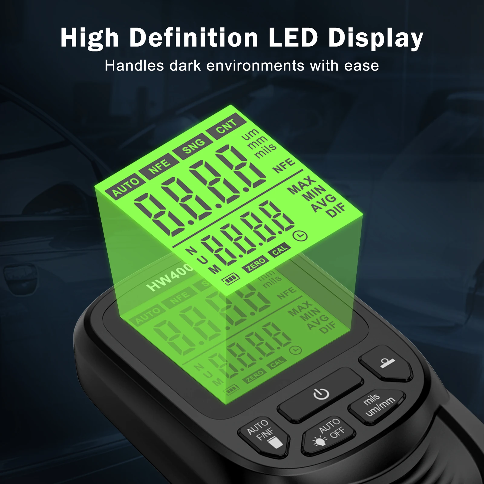 HW400S Electroplate Metal Coating Thickness Gauge Car Paint Tester 0-2000um Fe and NFe Probe Car Paint Coating Thickness Gauge paint coating meter paint thickness gauge thickness gauge