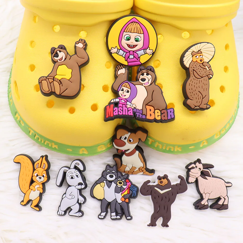

New Arrival 1pcs Shoe Charms Animals Squirrel Dog Bear Girl Accessories PVC Kids Shoes Buckles Fit Wristbands Birthday Present