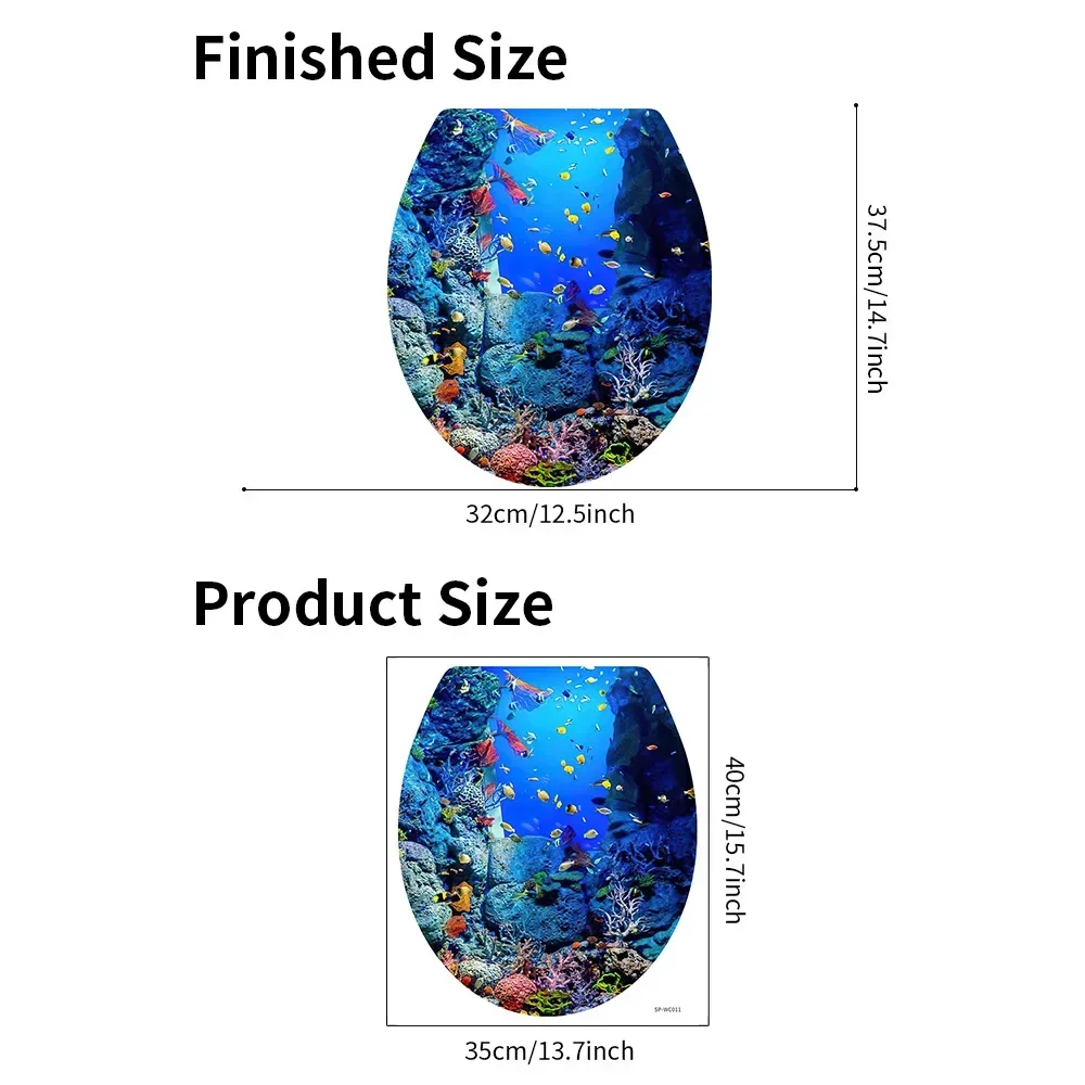 Bathroom Decals Toilet Sticker DIY Undersea Animal Pattern Bathroom Decor 3D Toilet Seat Sticker PVC Art Wallpaper Removable