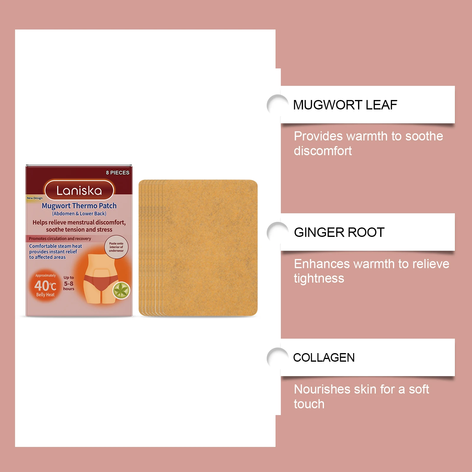 Mugwort Infused Menstrual Patch - Warm & Gentle Feminine Care, Comfortable Adhesive, Compact Portable Design