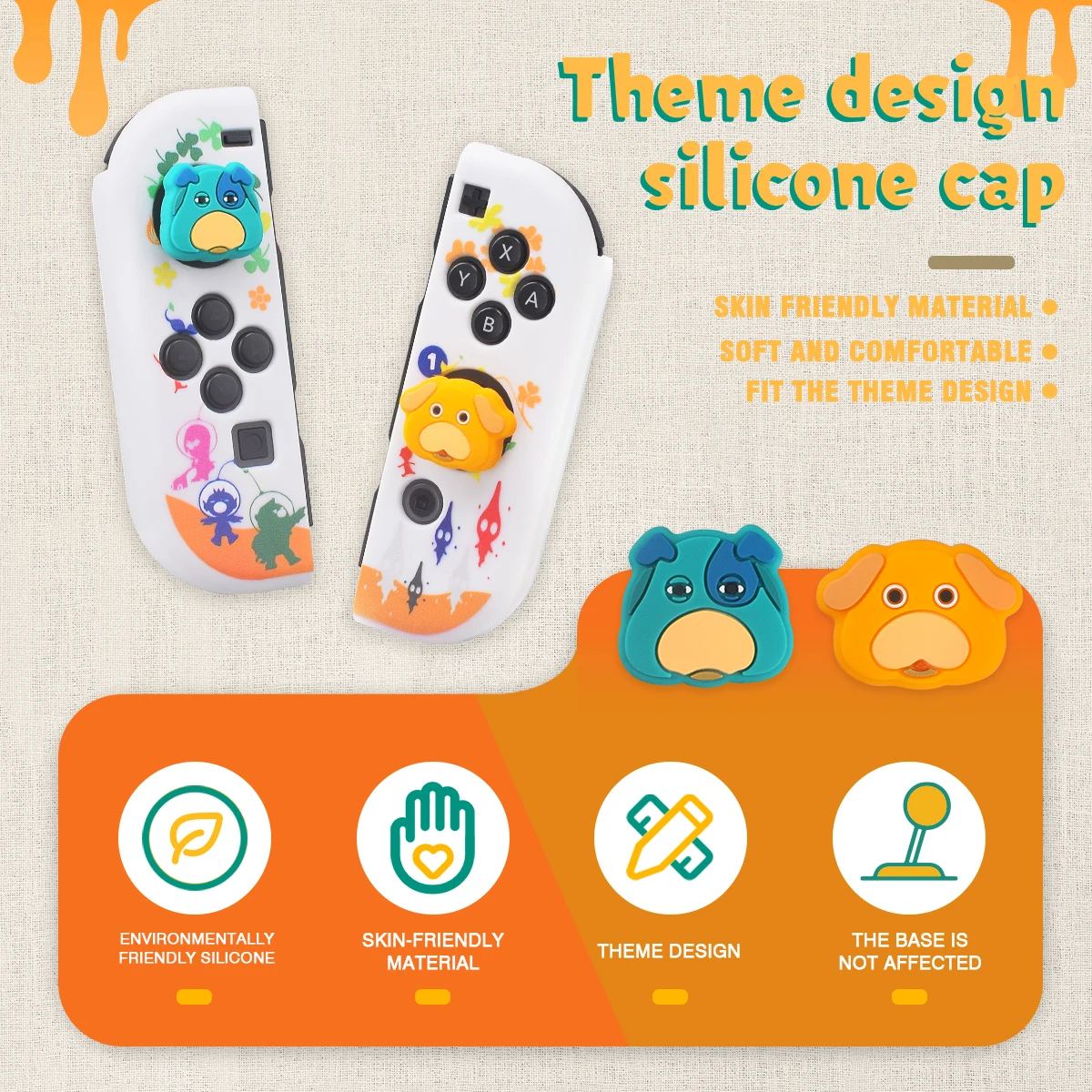 For Pikmin Game Skin Shell Carry Case Switch Oled Console Protective Cover Case with 4 Analog Caps for Nintendo Switch Oled