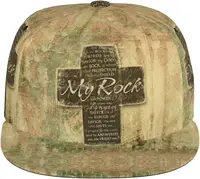 Christian Religious Bible Verse The Lord is My Rock Flat Bill Hat, Unisex Snapback Baseball Cap Hip Hop Style Flat Visor 2