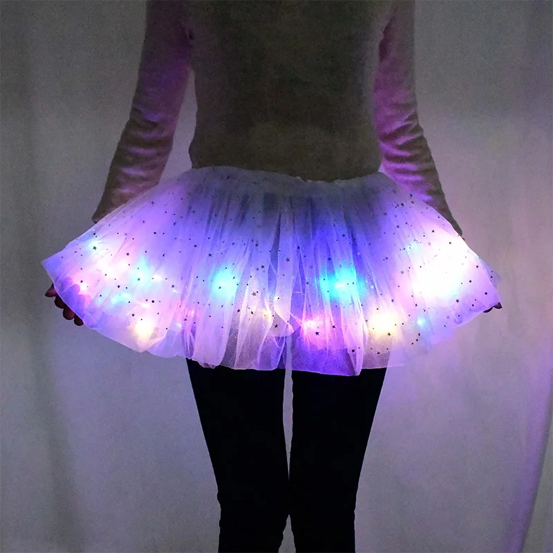 Tutu Skirts LED Dance Costume Neon LED Light Glow Princess Ballet Stage Dance Short Dress For Kids Fairy Miniskirt