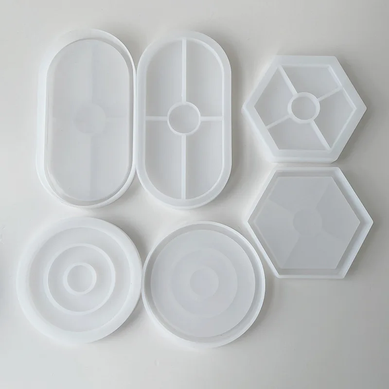 Geometric Coaster DIY Plaster Cement Tray Plate Mold Crystal Silicone Mold Polygon Epoxy Resin Pouring Home Decorations