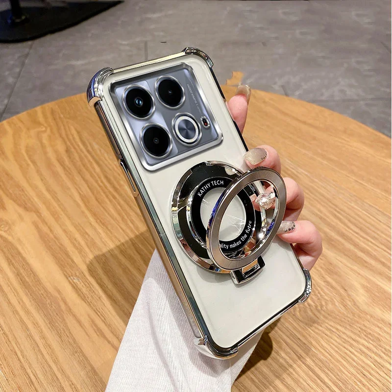 Luxury Shockproof Magnetic Bracket Case with Holder and Magsafe Compatibility
