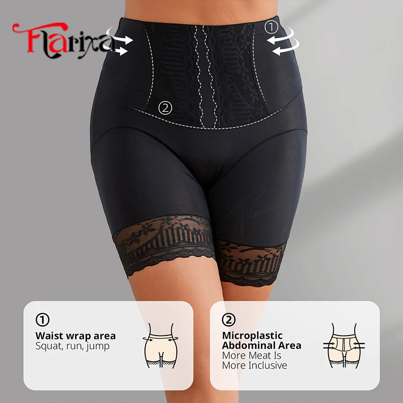 Flarixa Lace Safety Shorts High Waist Shaper Panties Belly Compression for Woman Boxers Thighs Shapewear Shorts Anti Chafing safety shorts high waist shorts high waist panties lace panties high waist underwear