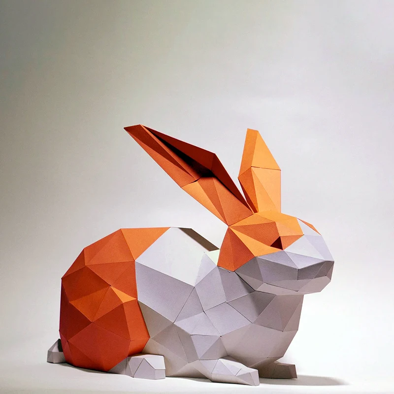 Rabbit Paper Model Home Decor Desk Decoration Room Ornament Paper Craft 3D DIY Puzzles Hand Made Creative Educational Toys