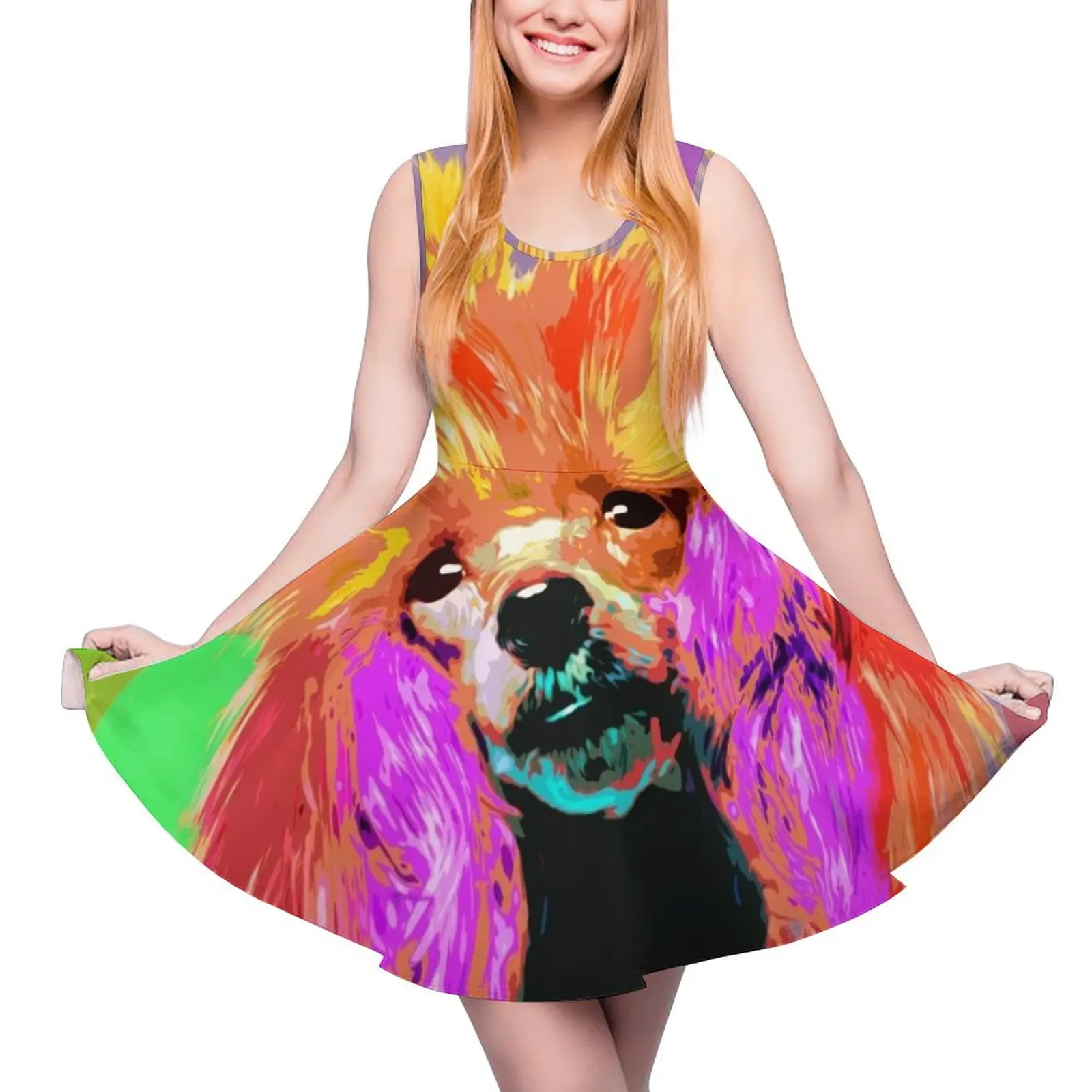 

Fun Pop Art Toy Poodle Round Neck Dress women's evening dress 2024 women party dresses chic and elegant woman dress
