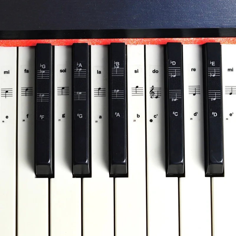 Piano Stickers 54/61/88 Key Transparent PVC Keyboard Stave Electronic Name Note Sticker Accessories piano stickers
