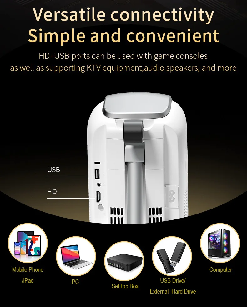 Smart Mini Hidden lifting Gimbal Projector 4K Portable with Wifi 6 Bluetooth 5.0