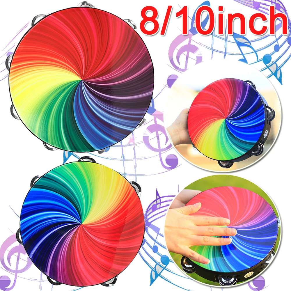 8/10Inch Professional Tambourine Musical Instrument Music Drums Christian Dance Orff Percussion Instrument Tambourine hand tambourine
