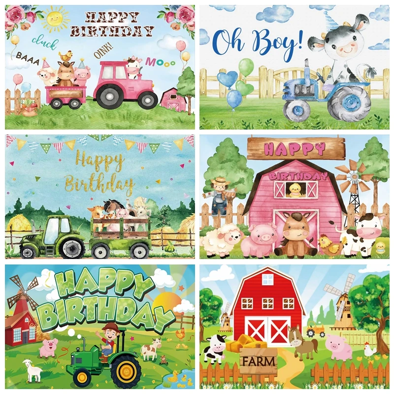 

Cartoon Farm Barn Baby Birthday Photography Background Filed Windmill Party Decor Photographic Backdrop Photo Studio Photocall
