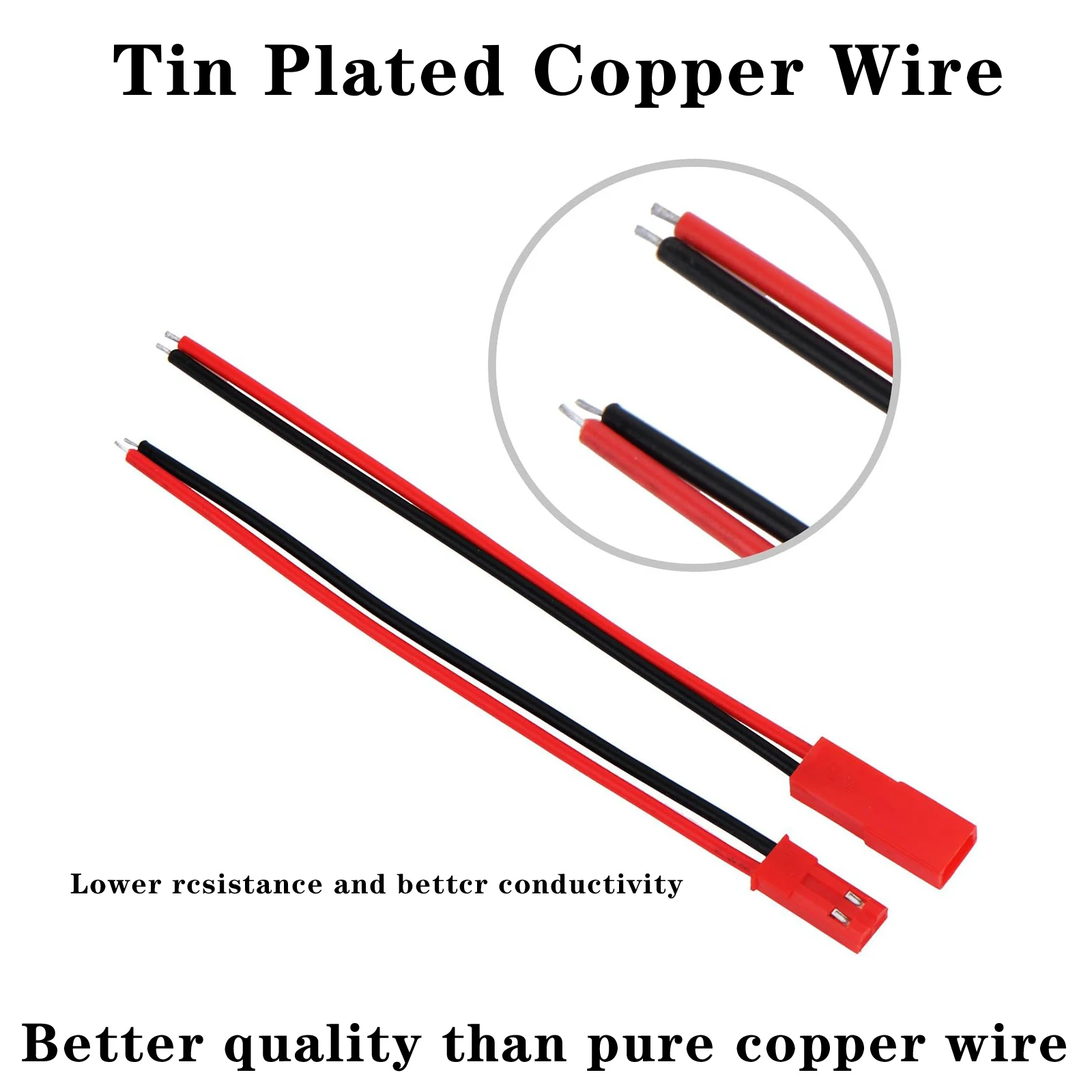 JST Connectors 200mm JST Plug Connector 2P Male Female Cable Wire for RC Toys Battery Helicopter DIY