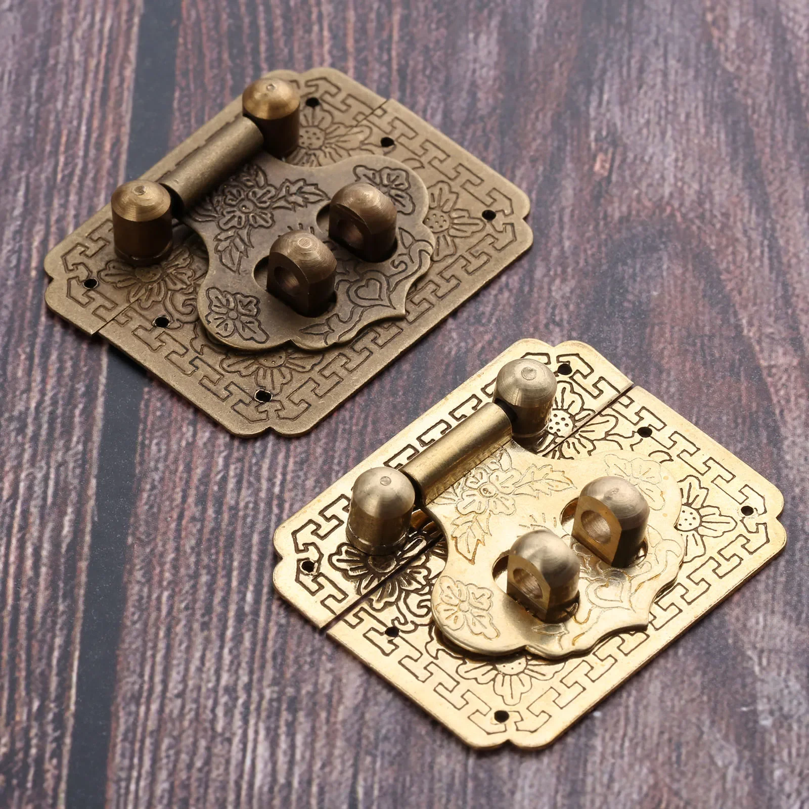 50*40mm Box Latch Antique Bronze Brass Box Suitcase Toggle Latch Buckles Wooden Lock Home DIY Wood Working With 6Pcs Nails