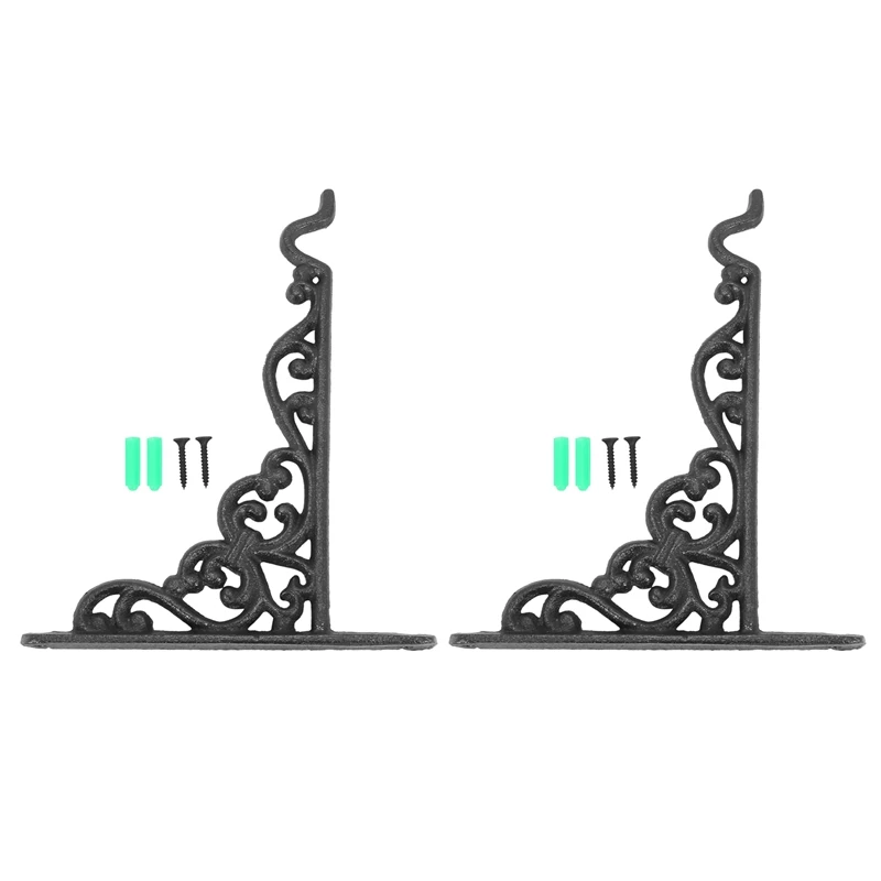 

Retail 2X Cast Iron Hanger Wrought Iron Garden Hook Flower Pots Basket Wall Hanger Bracket With Expansion Screw