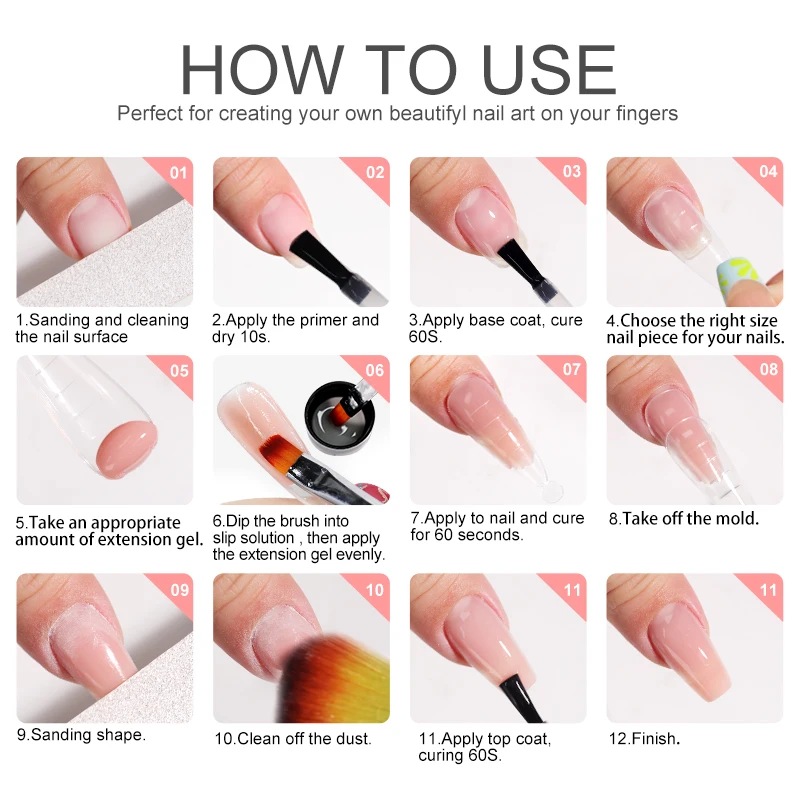 limegirl 15ml Extension Nail Gel Set 6W LED Lamp Full Manicure Set Finger Extend Mold Nail Kit All For Quick Extension Tool Kit 4