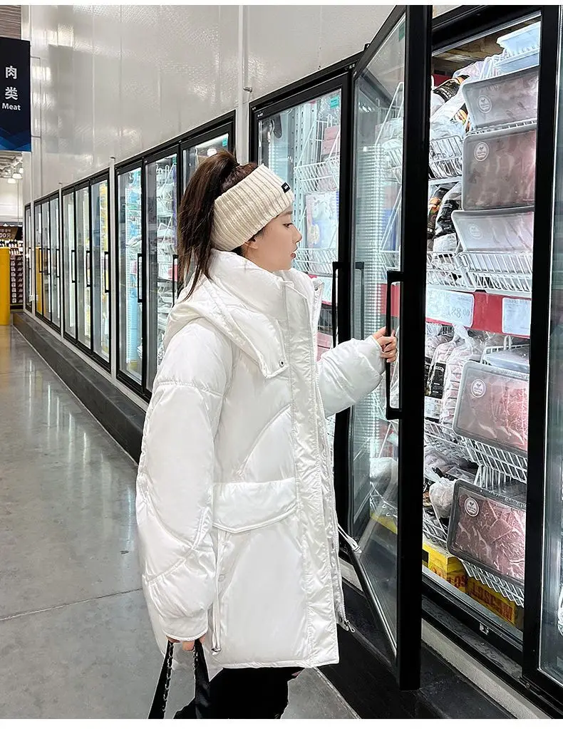 

Down Cotton Jacket Women's Long Coat Loose Glossy Parkas 2022 New Female Korean Warm Waterproof Casual Snow Jackets Outwear