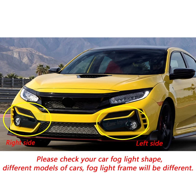 Gloss Black Open Mesh Fog Light Covers For 2017-2021 Honda Civic Type R | Pair Of Left & Right Covers | Easy Install