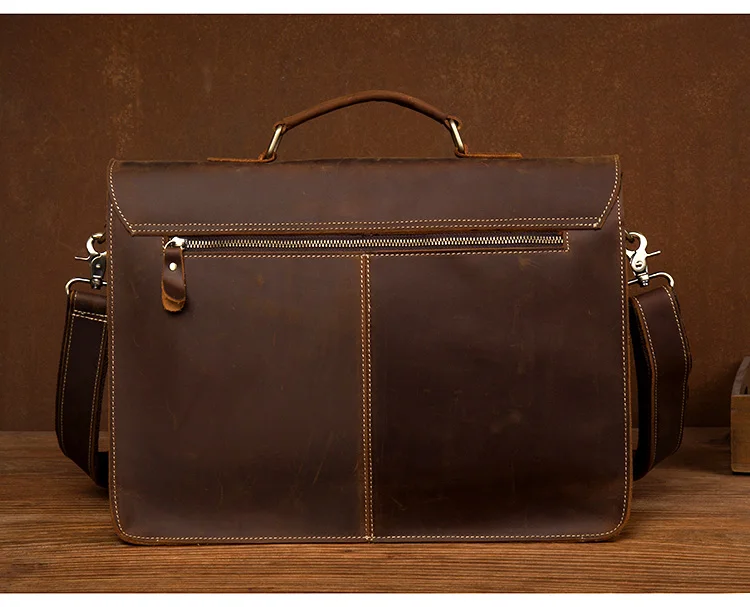 Distressed Brown Laptop Shoulder Bag Briefcase