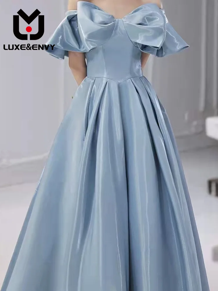 

Роскошное вечернее платье Люкс & ENVY, женское платье для банкета в новом стиле, яркое осеннее синее платье, роскошное платье для ведущей, ежегодной встречи