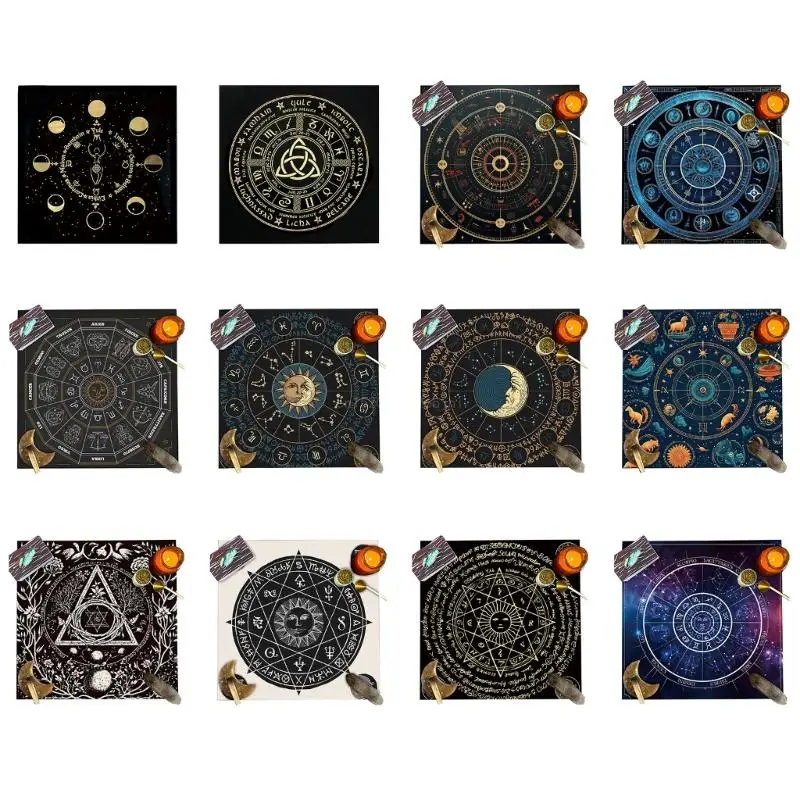 Moonphase Pattern Tarot Tablecloth Astrologys Witchcrafts Deck Cloth Wall Decor GXMF divinations cards table cloth tapestry moonphases plant tarot tablecloth astrologys witchcrafts deck cloth wall decor