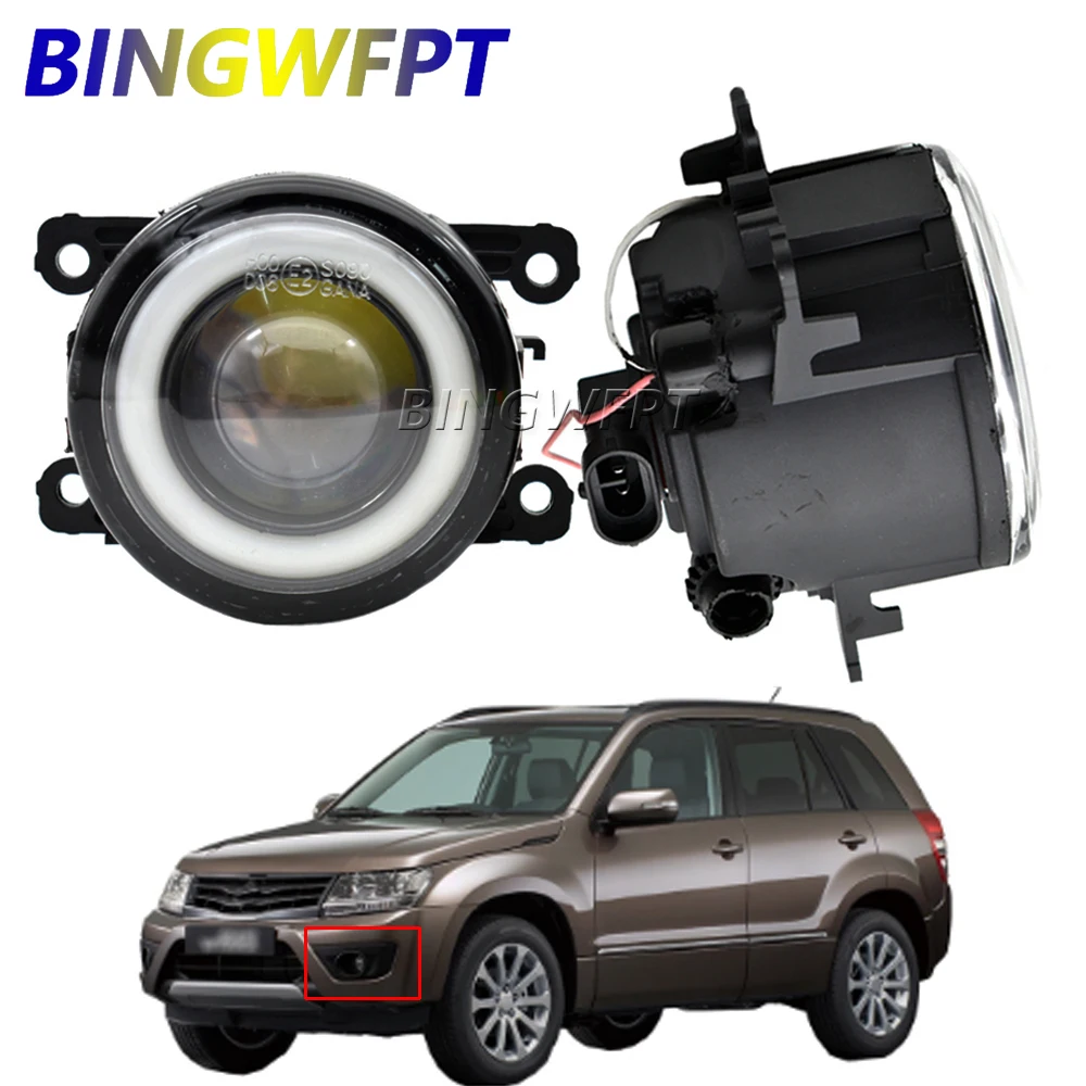 2x Car Led Fog Lights 90mm Round Angel Eye Daytime Running Light For