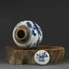 Republic Chinese Blue and white Porcelain hand painted Pine bamboo Jar pot 4.1" vase 4