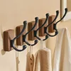 Self-adhesive Solid Wooden Hook Walnut Key Decorative Towel Holder Hook Door Hanger Wall Coat Rack Kitchen Bathroom Organizer 4