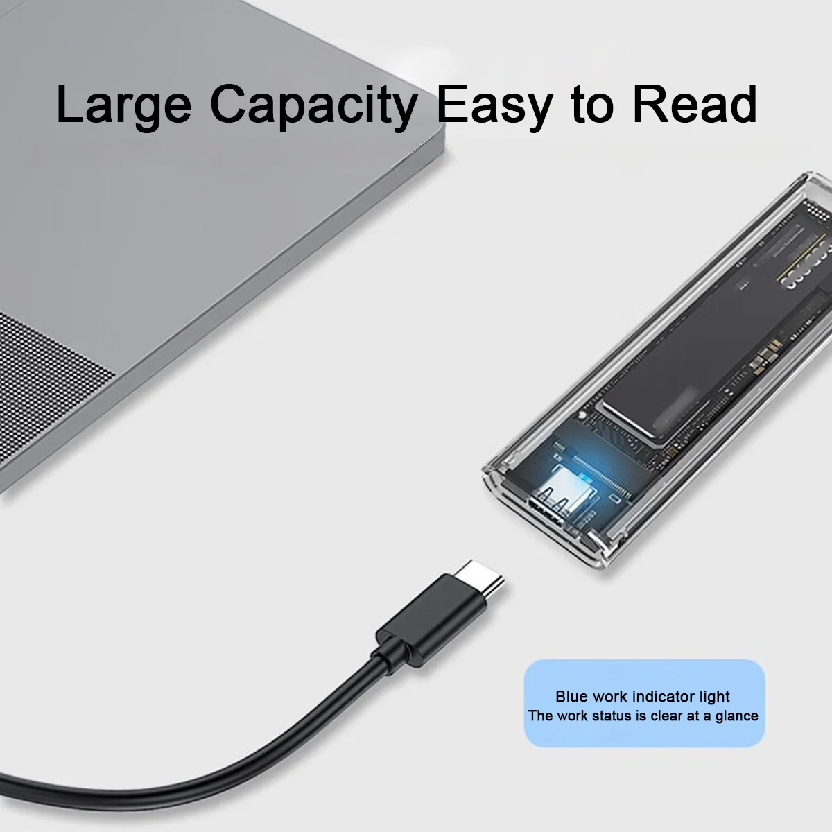 투명한 M.2 NVMe SSD 인클로저 툴프리 USB C 3.1 Gen2 10Gbps - 2230/2242/2260/2280 M2 NVMe SSD용 NVMe PCIe 외부 박스