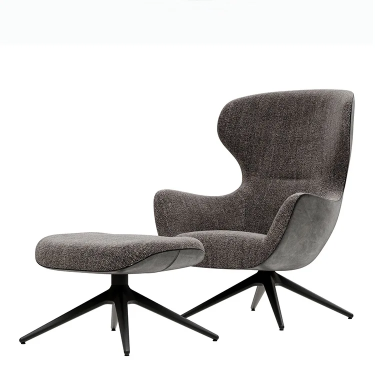 Description Picture 5 of itemItalian Minimalist Casual Single Living Room Sofa Chairs With Footstool Designer Nordic Rotating Leisure Lounge Chair Furniture