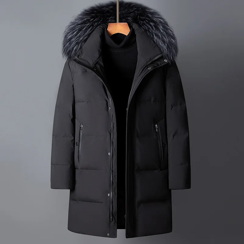 Canada Fashion Winter Jacket Men Down Coat Parka Men's White Goose Down Jackets Fur Collar Hooded Warm Thick Long Padding HWY287