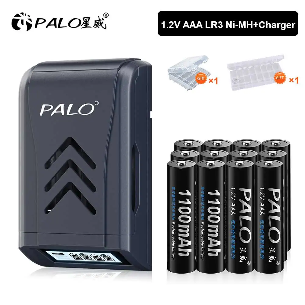 

PALO 4-24pcs 1100mAh AAA Rechargeable Battery 1.2V Ni-MH AAA Battery Rechargeable 3A Batteries Rechargeable LR03 Battery