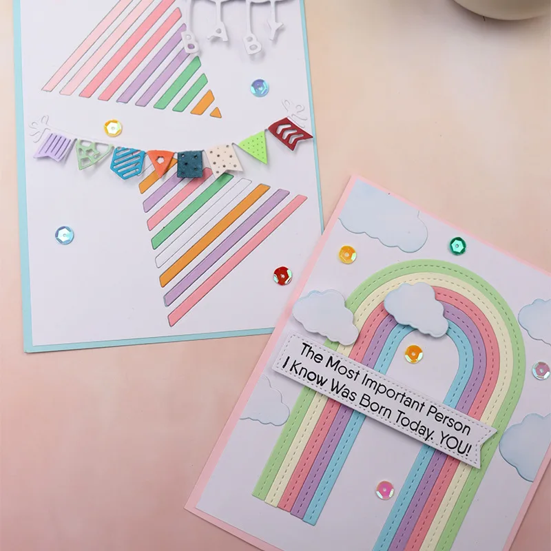 Line Rainbow Metal Cutting Dies Per Scrapbooking Photo Album Paper Craft Card Making Goffrato Punch Stencil New Dies 2024