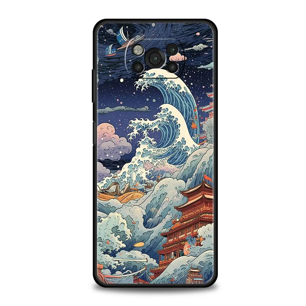 Japanese Landscape Soft Silicone Black Phone Case