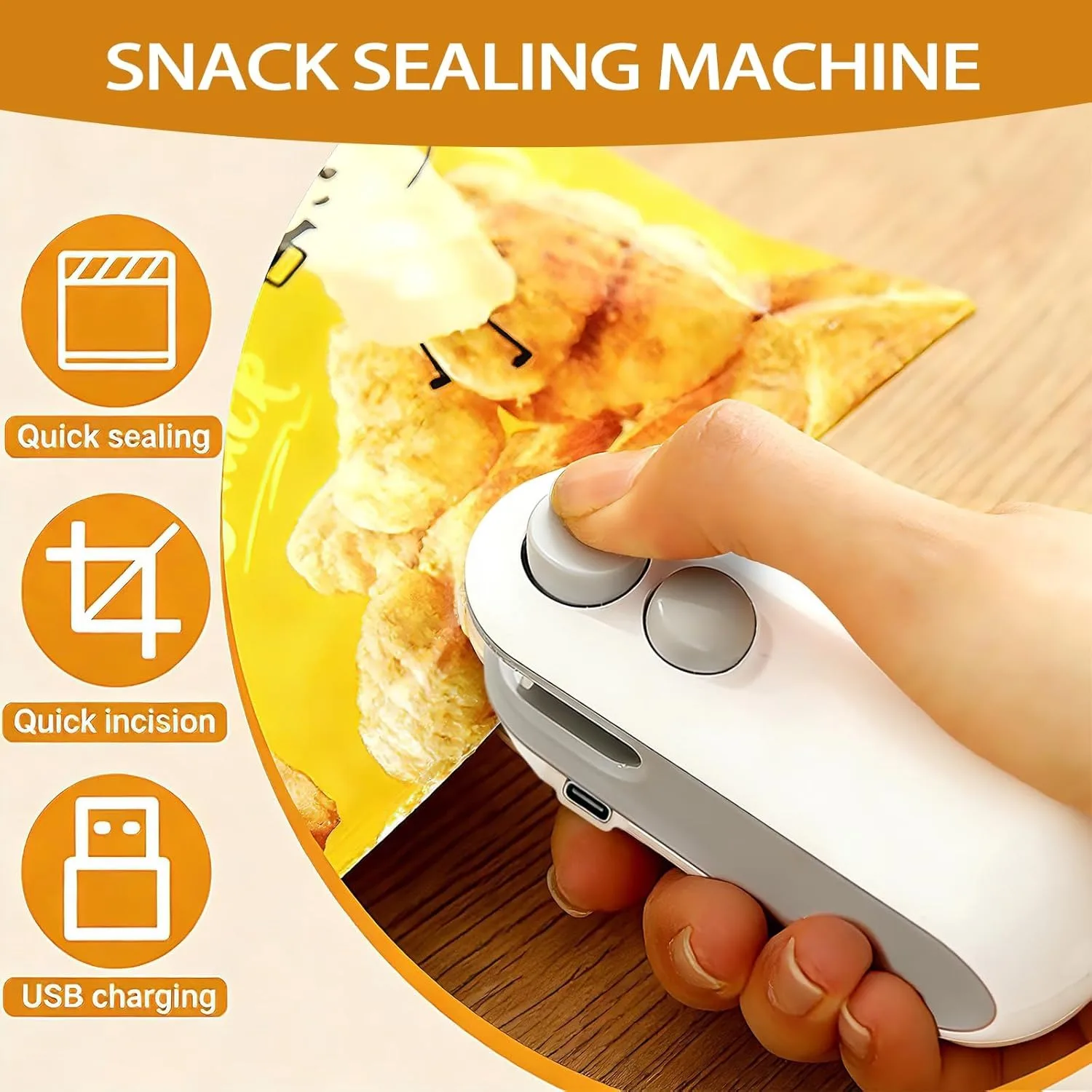 Mini Bag Sealer Bag Sealer with Cutter and Magnet 2 in 1 Mini Bag Resealer Machine Portable Handheld Rechargeable Heat Vacuum Food Sealer for Plastic Bags Snacks & Food Storage ( white)