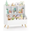 Kids Bookshelf and Toy Storage, 3-Tier Wooden Open Bookcase, Baby Book and Toy Storage Display Organizer with Spacious Top Shelf 6