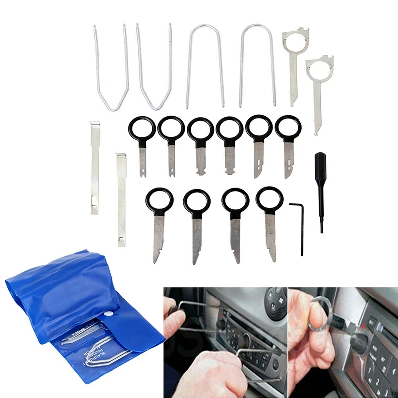 

20 Pcs Professional Car Audio Stereo CD Player Radio Removal Keys Tool Kit For Mercedes BMW, For Ford Skoda