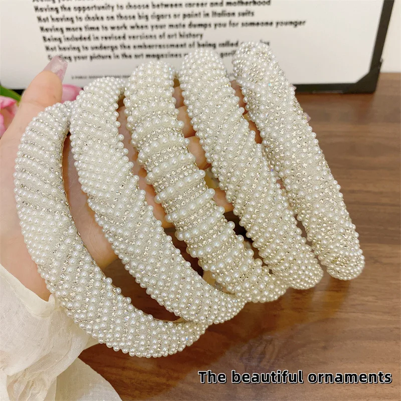 Koreanisches Luxus-Perlen-Stirnband Vollbesetzter Strass-Haarreif Hohe Krone Kopfschmuck Haarband Leichter Luxus Mode Damen Haaraccessoires – Detail 7