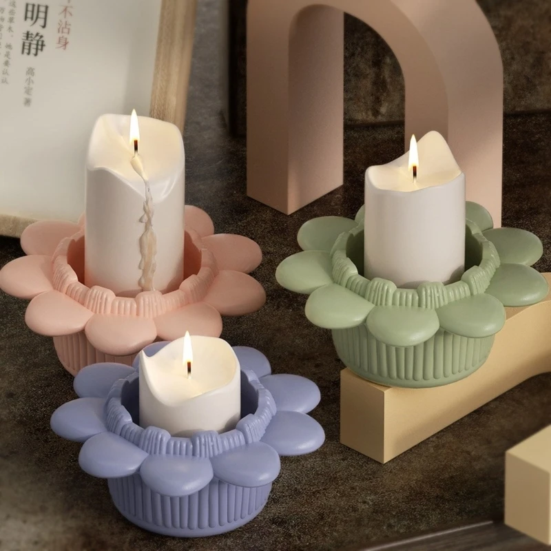 크리스탈 에폭시 수지 금형 꽃 촛대 금형 DIY 캔들 홀더 홈 장식