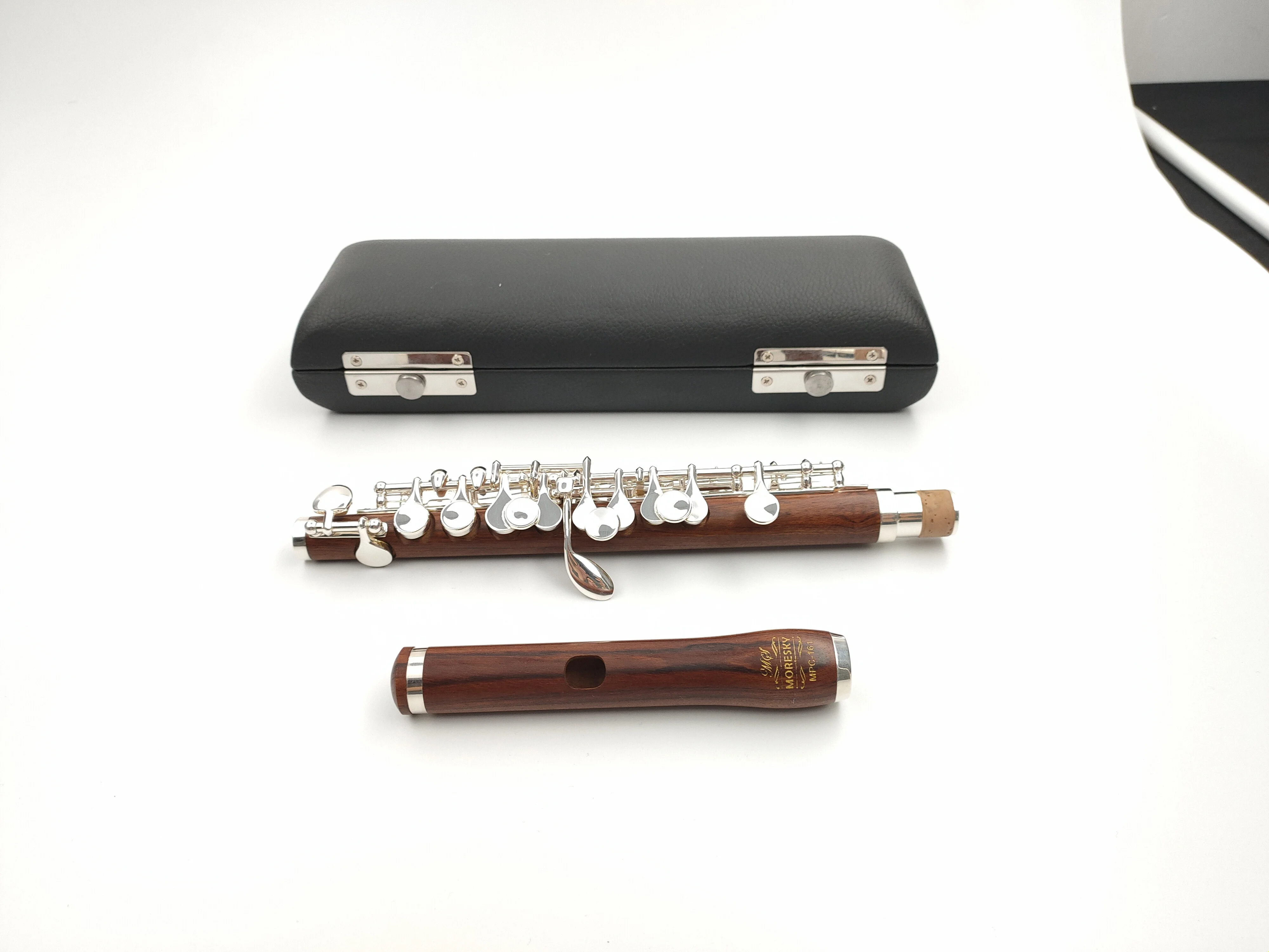 MORESKY red wood Piccolo C Key Cupronickel Flute Silver Plated keys red wooden Body Material MPC-161